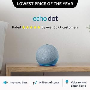 The new and improved Echo Dot (4th Gen, 2020 release): A Voice-controlled Smart Speaker with Alexa (Blue)